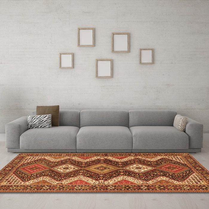 Machine Washable Persian Orange Traditional Area Rugs in a Living Room, wshtr3214org