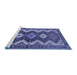 Sideview of Machine Washable Persian Blue Traditional Rug, wshtr3214blu