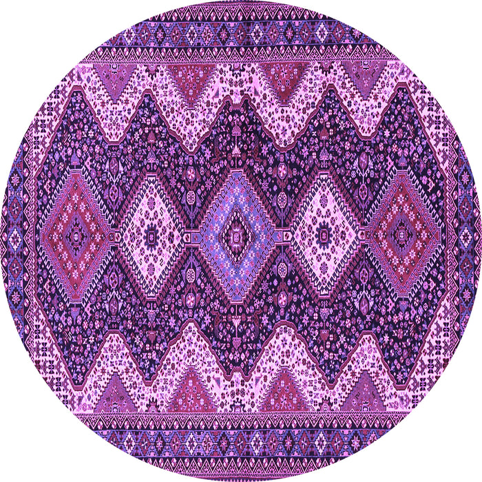 Round Machine Washable Persian Purple Traditional Area Rugs, wshtr3214pur
