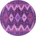 Round Machine Washable Persian Purple Traditional Area Rugs, wshtr3214pur