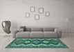 Machine Washable Persian Turquoise Traditional Area Rugs in a Living Room,, wshtr3214turq