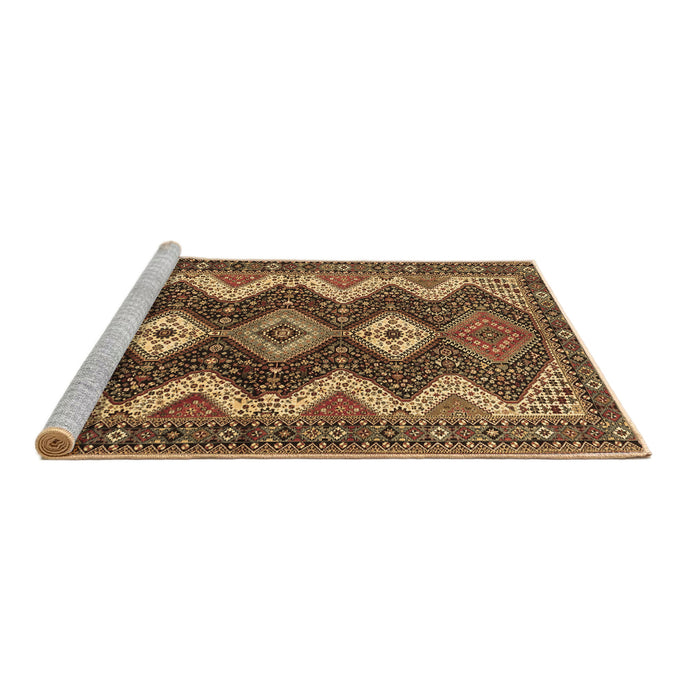 Sideview of Machine Washable Persian Brown Traditional Rug, wshtr3214brn