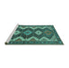 Sideview of Machine Washable Persian Turquoise Traditional Area Rugs, wshtr3214turq