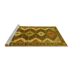 Sideview of Machine Washable Persian Yellow Traditional Rug, wshtr3214yw
