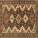 Square Persian Brown Traditional Rug, tr3214brn