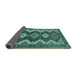 Sideview of Persian Turquoise Traditional Rug, tr3214turq
