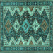 Square Persian Turquoise Traditional Rug, tr3214turq