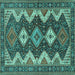 Square Machine Washable Persian Turquoise Traditional Area Rugs, wshtr3214turq