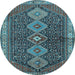 Round Persian Light Blue Traditional Rug, tr3215lblu