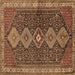 Square Persian Brown Traditional Rug, tr3215brn