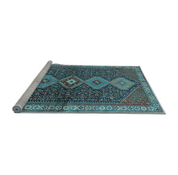 Sideview of Machine Washable Persian Light Blue Traditional Rug, wshtr3215lblu