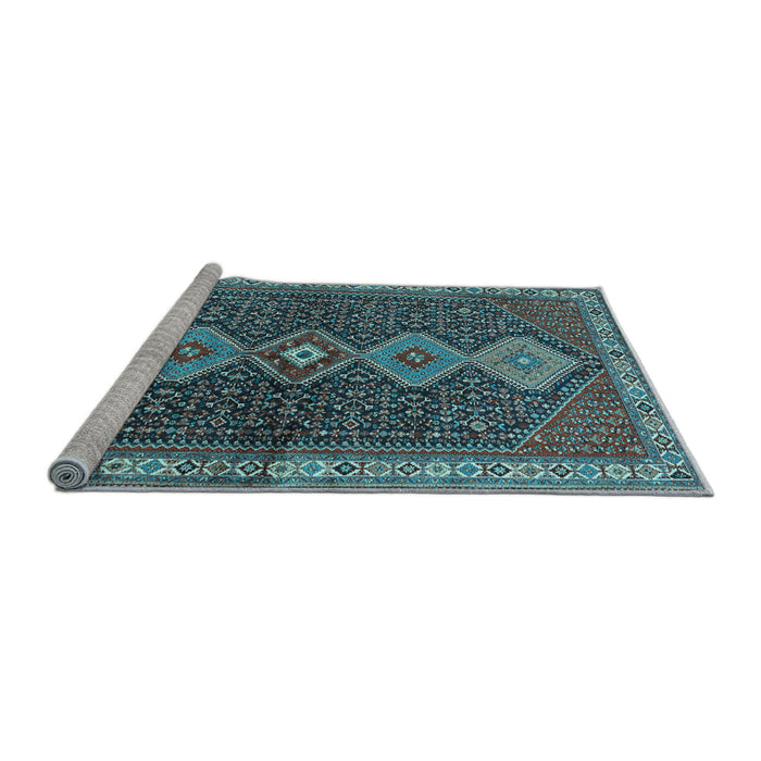 Sideview of Machine Washable Persian Light Blue Traditional Rug, wshtr3215lblu