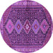 Round Persian Purple Traditional Rug, tr3215pur