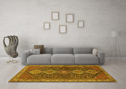 Machine Washable Persian Yellow Traditional Rug in a Living Room, wshtr3215yw