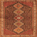 Round Machine Washable Persian Orange Traditional Area Rugs, wshtr3215org