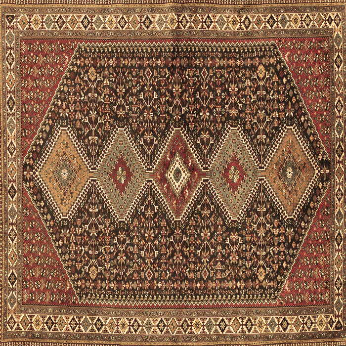 Square Machine Washable Persian Brown Traditional Rug, wshtr3215brn