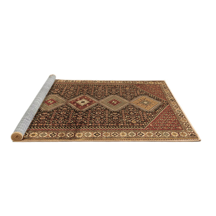 Sideview of Machine Washable Persian Brown Traditional Rug, wshtr3215brn