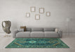 Machine Washable Persian Turquoise Traditional Area Rugs in a Living Room,, wshtr3216turq