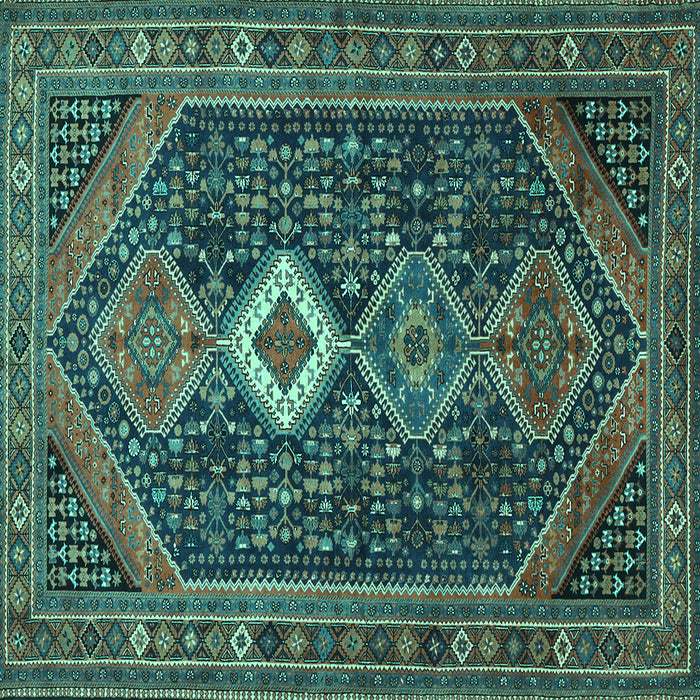Square Persian Turquoise Traditional Rug, tr3216turq