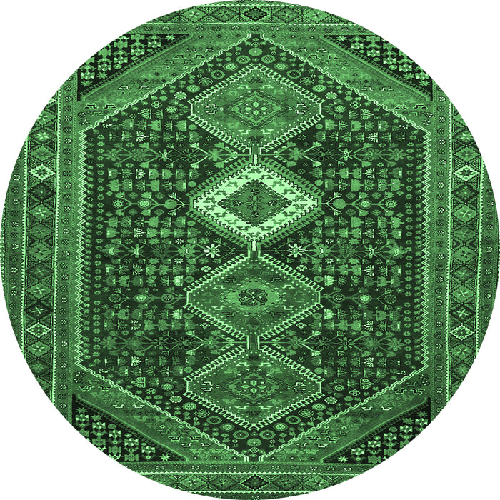 Round Machine Washable Persian Emerald Green Traditional Area Rugs, wshtr3216emgrn