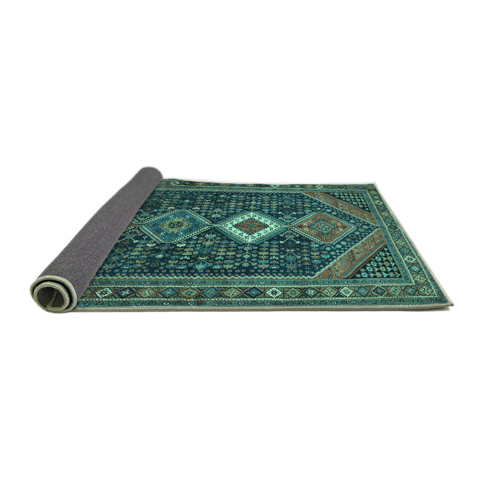 Sideview of Persian Turquoise Traditional Rug, tr3216turq