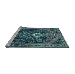 Sideview of Machine Washable Persian Light Blue Traditional Rug, wshtr3216lblu