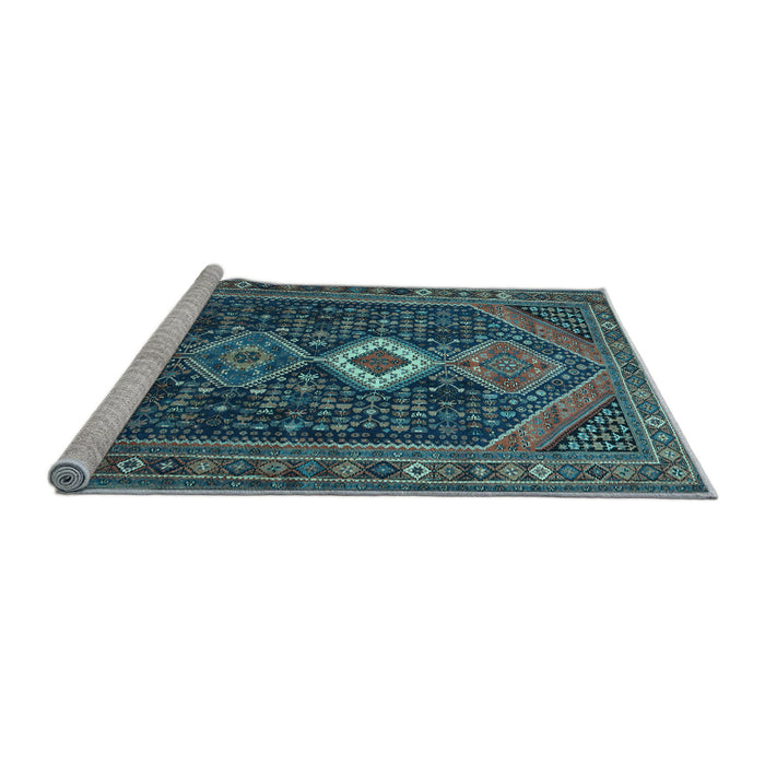 Sideview of Machine Washable Persian Light Blue Traditional Rug, wshtr3216lblu