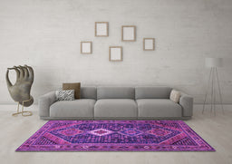 Machine Washable Persian Purple Traditional Area Rugs in a Living Room, wshtr3216pur