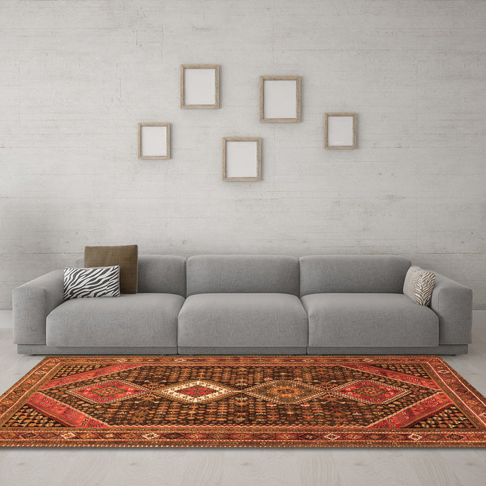 Machine Washable Persian Orange Traditional Area Rugs in a Living Room, wshtr3216org