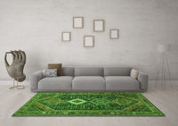 Machine Washable Persian Green Traditional Rug, wshtr3216grn