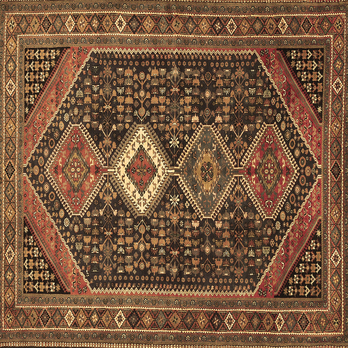 Square Persian Brown Traditional Rug, tr3216brn