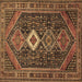 Square Persian Brown Traditional Rug, tr3216brn