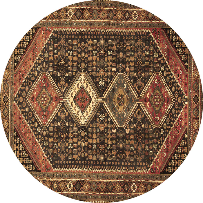 Round Machine Washable Persian Brown Traditional Rug, wshtr3216brn