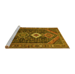 Sideview of Machine Washable Persian Yellow Traditional Rug, wshtr3216yw