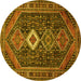 Round Persian Yellow Traditional Rug, tr3216yw