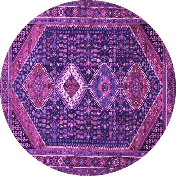 Round Machine Washable Persian Purple Traditional Area Rugs, wshtr3216pur