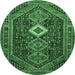 Round Persian Emerald Green Traditional Rug, tr3216emgrn