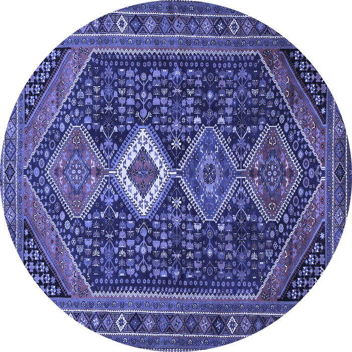 Round Persian Blue Traditional Rug, tr3216blu