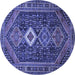Round Persian Blue Traditional Rug, tr3216blu