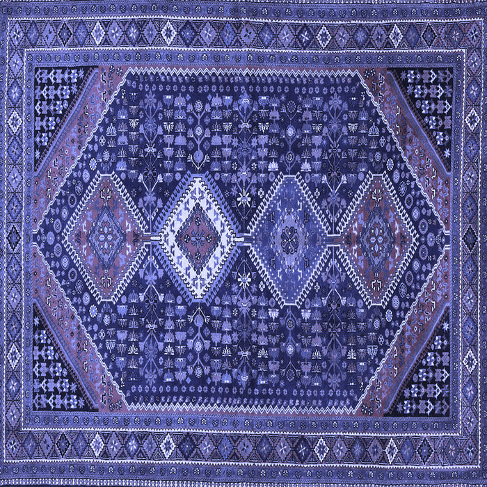 Square Machine Washable Persian Blue Traditional Rug, wshtr3216blu