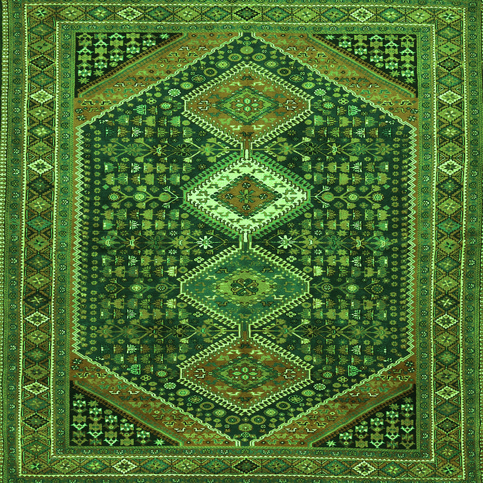 Round Machine Washable Persian Green Traditional Area Rugs, wshtr3216grn