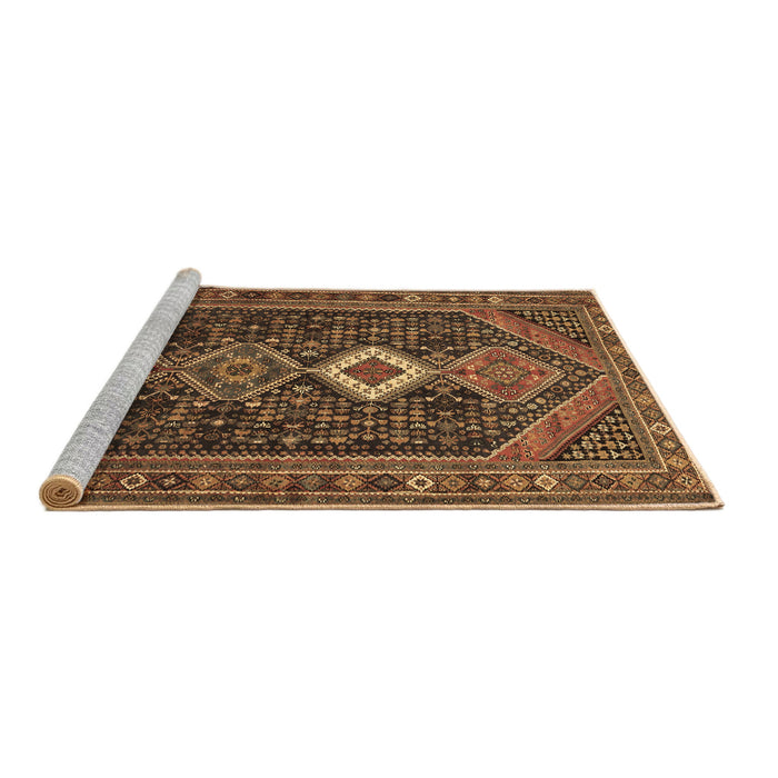 Sideview of Machine Washable Persian Brown Traditional Rug, wshtr3216brn