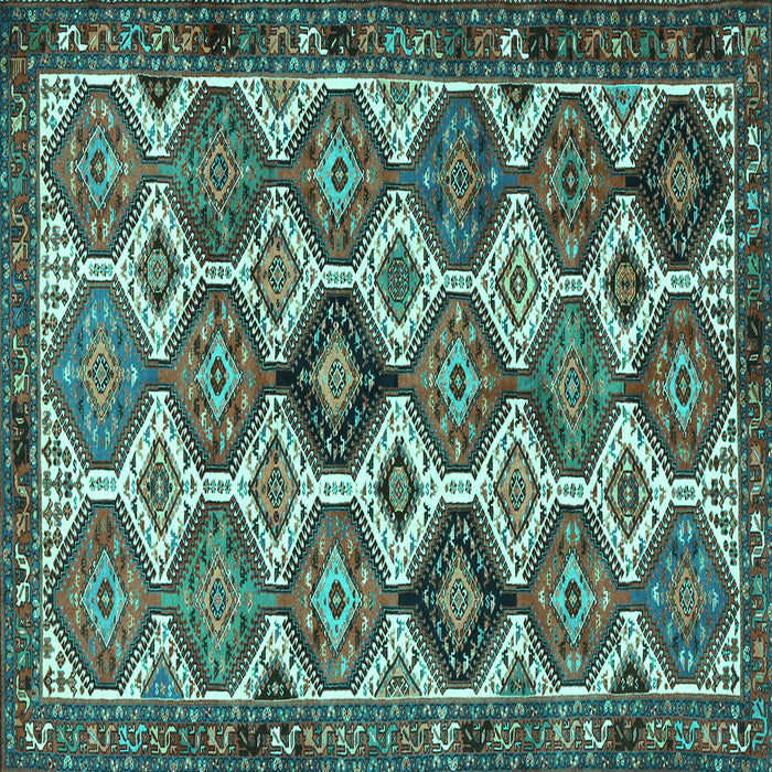 Square Machine Washable Persian Turquoise Traditional Area Rugs, wshtr3217turq