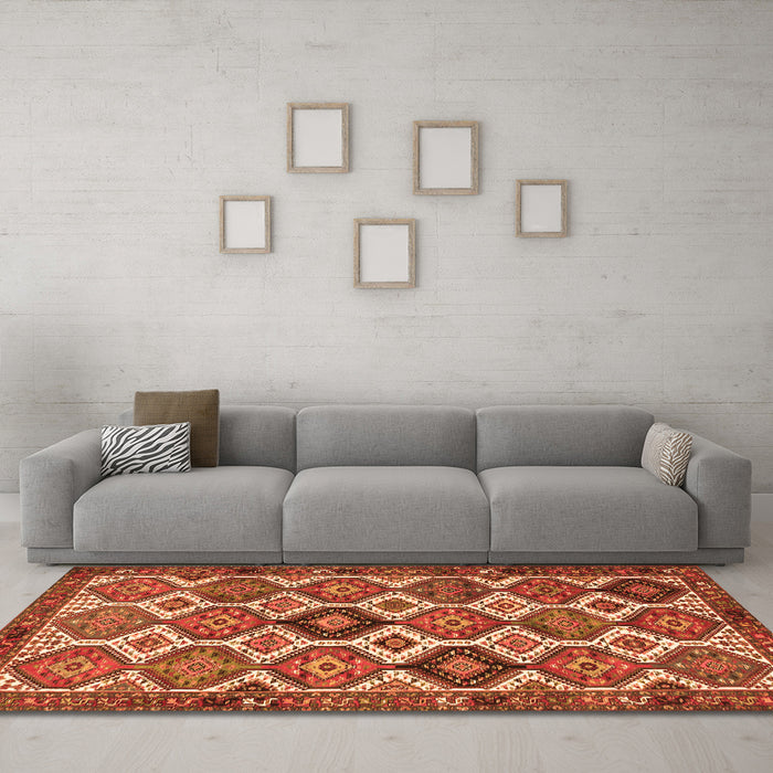 Machine Washable Persian Orange Traditional Area Rugs in a Living Room, wshtr3217org