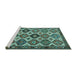 Sideview of Machine Washable Persian Turquoise Traditional Area Rugs, wshtr3217turq