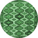 Round Persian Emerald Green Traditional Rug, tr3217emgrn