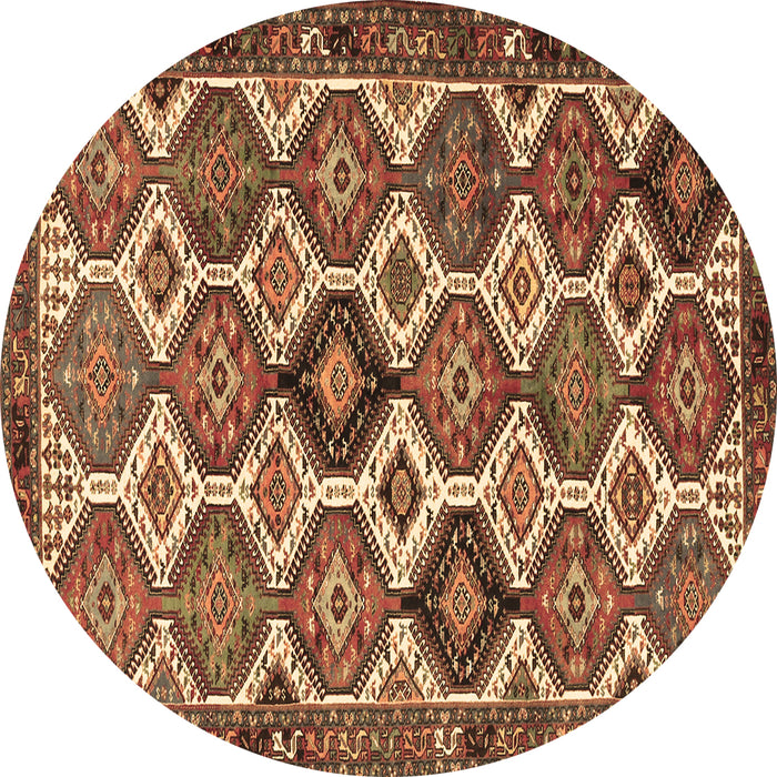 Round Machine Washable Persian Brown Traditional Rug, wshtr3217brn
