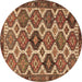 Round Machine Washable Persian Brown Traditional Rug, wshtr3217brn