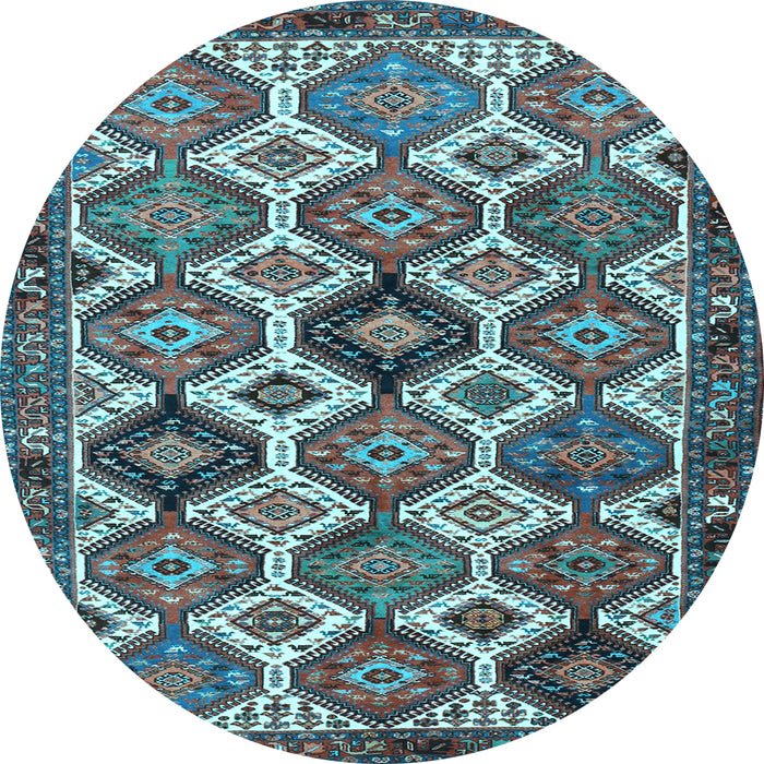 Round Persian Light Blue Traditional Rug, tr3217lblu