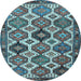 Round Persian Light Blue Traditional Rug, tr3217lblu